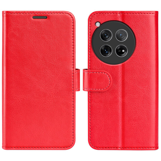 OnePlus 12 Hoesje - MobyDefend Wallet Book Case (Sluiting Achterkant) - Rood