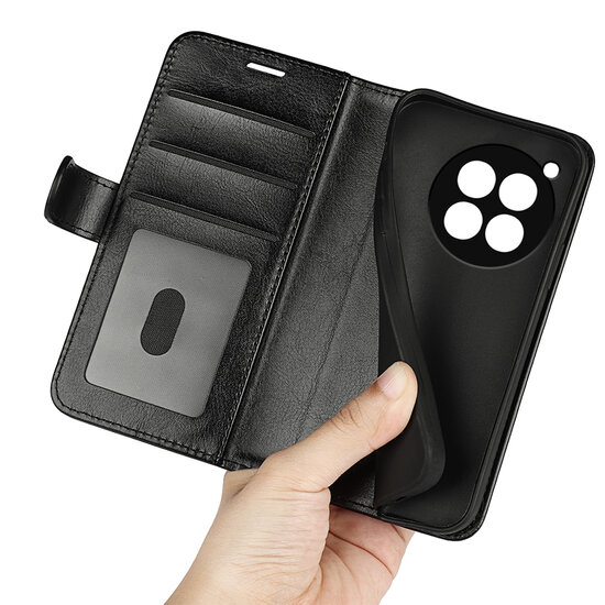 OnePlus 12 Hoesje - MobyDefend Wallet Book Case (Sluiting Achterkant) - Zwart