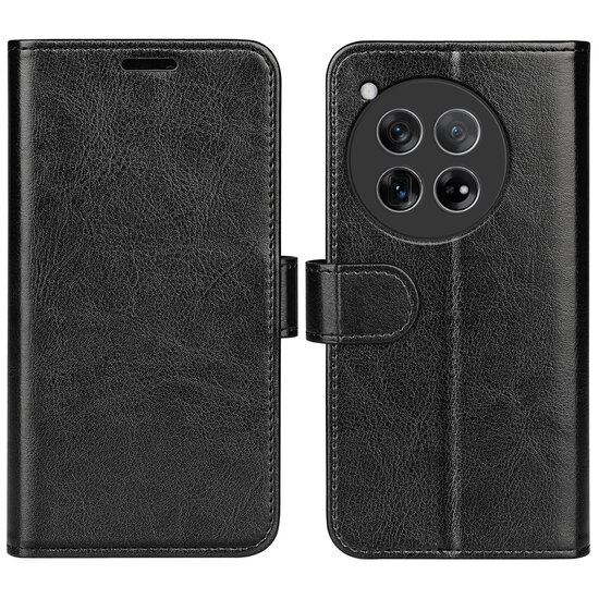 OnePlus 12 Hoesje - MobyDefend Wallet Book Case (Sluiting Achterkant) - Zwart
