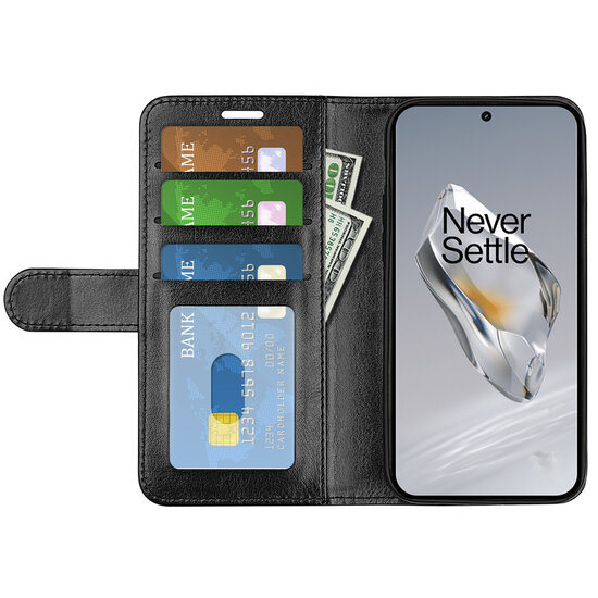 OnePlus 12 Hoesje - MobyDefend Wallet Book Case (Sluiting Achterkant) - Zwart