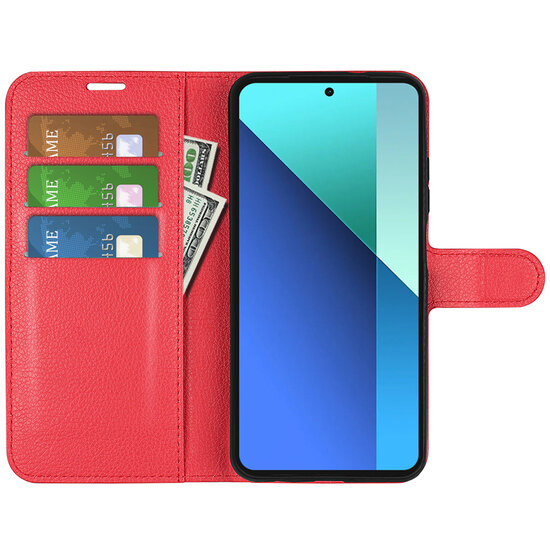 Xiaomi Redmi Note 13 4G Hoesje - MobyDefend Kunstleren Wallet Book Case (Sluiting Voorkant) - Rood
