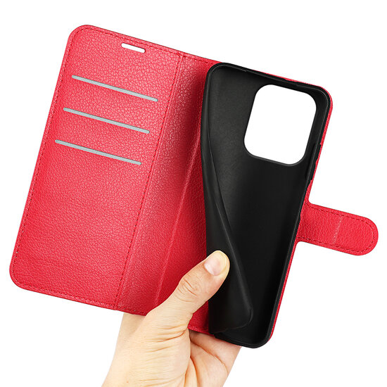 Xiaomi Redmi Note 13 4G Hoesje - MobyDefend Kunstleren Wallet Book Case (Sluiting Voorkant) - Rood