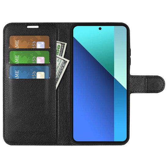 Xiaomi Redmi Note 13 4G Hoesje - MobyDefend Kunstleren Wallet Book Case (Sluiting Voorkant) - Zwart