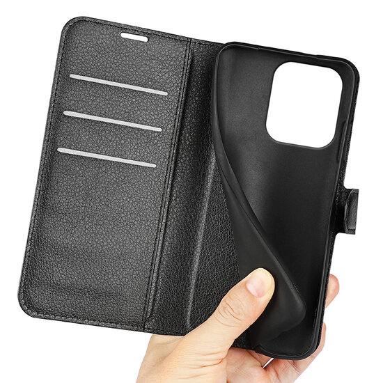 Xiaomi Redmi Note 13 4G Hoesje - MobyDefend Kunstleren Wallet Book Case (Sluiting Voorkant) - Zwart