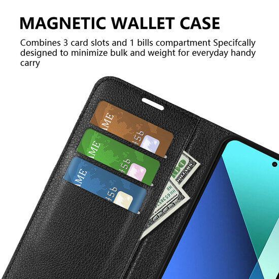 Xiaomi Redmi Note 13 4G Hoesje - MobyDefend Kunstleren Wallet Book Case (Sluiting Voorkant) - Zwart