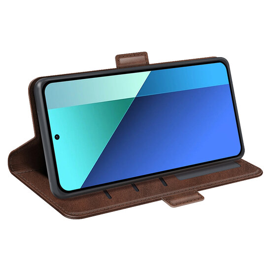 Xiaomi Redmi Note 13 4G Hoesje - MobyDefend Luxe Wallet Book Case (Sluiting Zijkant) - Bruin