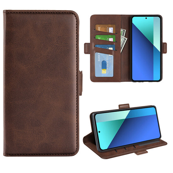 Xiaomi Redmi Note 13 4G Hoesje - MobyDefend Luxe Wallet Book Case (Sluiting Zijkant) - Bruin