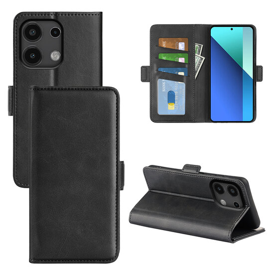Xiaomi Redmi Note 13 4G Hoesje - MobyDefend Luxe Wallet Book Case (Sluiting Zijkant) - Zwart