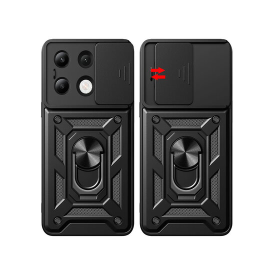 Xiaomi Redmi Note 13 4G Hoesje - MobyDefend Pantsercase Met Draaibare Ring - Rood