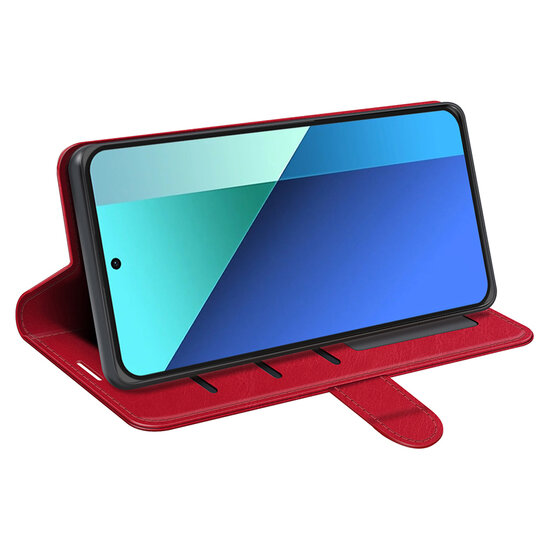 Xiaomi Redmi Note 13 4G Hoesje - MobyDefend Wallet Book Case (Sluiting Achterkant) - Rood