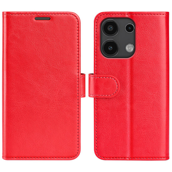 Xiaomi Redmi Note 13 4G Hoesje - MobyDefend Wallet Book Case (Sluiting Achterkant) - Rood