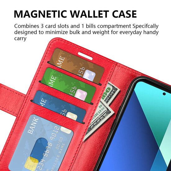 Xiaomi Redmi Note 13 4G Hoesje - MobyDefend Wallet Book Case (Sluiting Achterkant) - Zwart