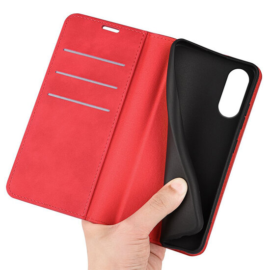 Sony Xperia 10 VI Hoesje - Luxe Wallet Bookcase (Magnetische Sluiting) - Rood