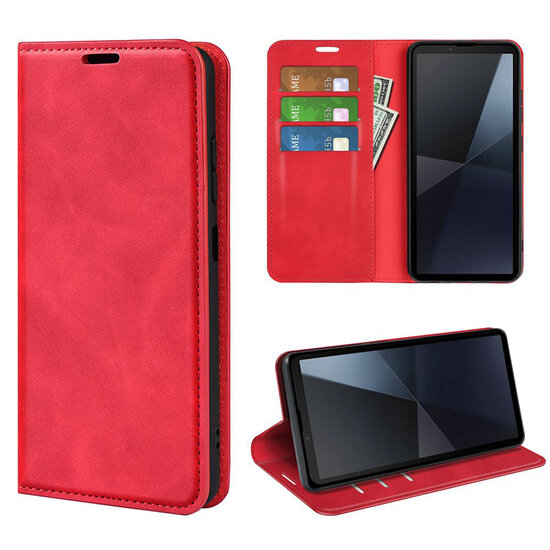 Sony Xperia 10 VI Hoesje - Luxe Wallet Bookcase (Magnetische Sluiting) - Rood
