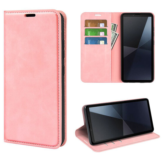 Sony Xperia 10 VI Hoesje - Luxe Wallet Bookcase (Magnetische Sluiting) - Roze