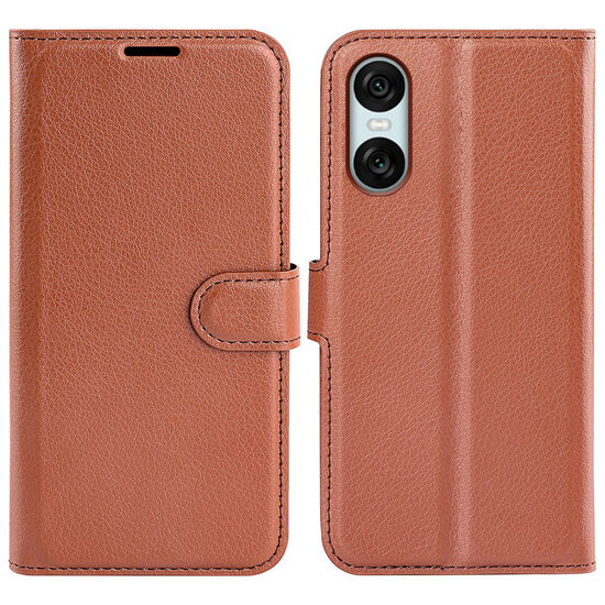 Sony Xperia 10 VI Hoesje - MobyDefend Kunstleren Wallet Book Case (Sluiting Voorkant) - Bruin