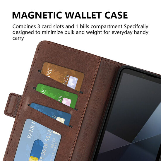 Sony Xperia 10 VI Hoesje - MobyDefend Luxe Wallet Book Case (Sluiting Zijkant) - Bruin