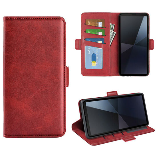 Sony Xperia 10 VI Hoesje - MobyDefend Luxe Wallet Book Case (Sluiting Zijkant) - Rood