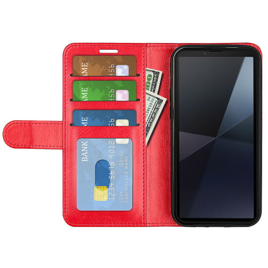 Sony Xperia 10 VI Hoesje - MobyDefend Wallet Book Case (Sluiting Achterkant) - Rood