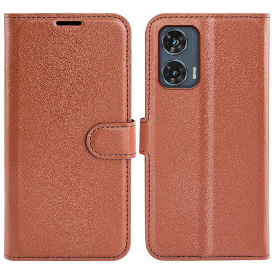 Motorola Edge 50 Fusion Hoesje - MobyDefend Kunstleren Wallet Book Case (Sluiting Voorkant) - Bruin