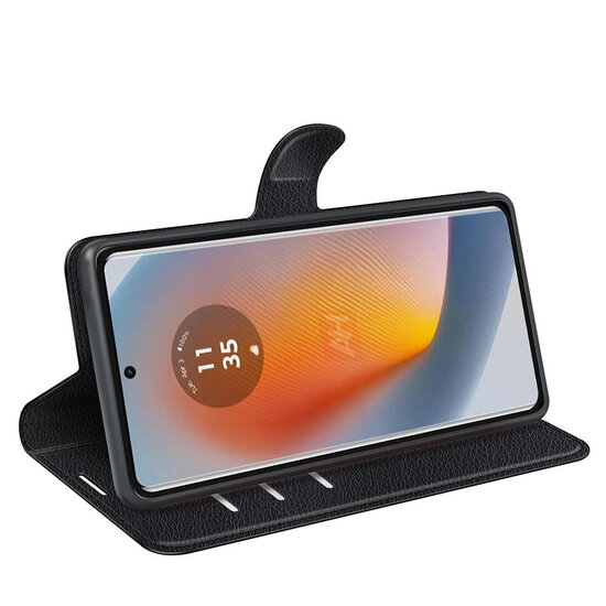 Motorola Edge 50 Fusion Hoesje - MobyDefend Kunstleren Wallet Book Case (Sluiting Voorkant) - Zwart