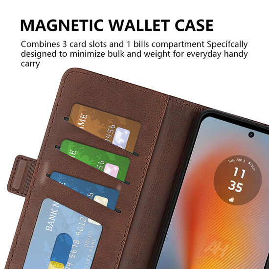 Motorola Edge 50 Fusion Hoesje - MobyDefend Luxe Wallet Book Case (Sluiting Zijkant) - Bruin