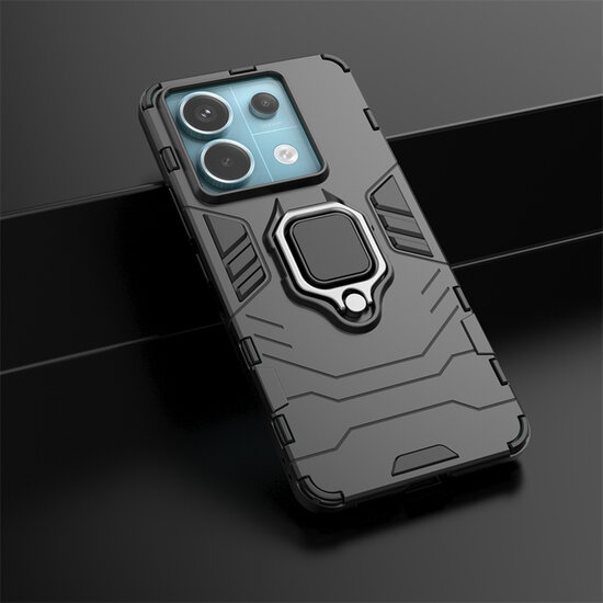 Xiaomi Redmi Note 13 Pro 5G Hoesje - MobyDefend Dubbelgelaagde Pantsercase Met Standaard - Blauw