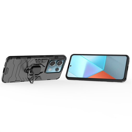 Xiaomi Redmi Note 13 Pro 5G Hoesje - MobyDefend Dubbelgelaagde Pantsercase Met Standaard - Rood