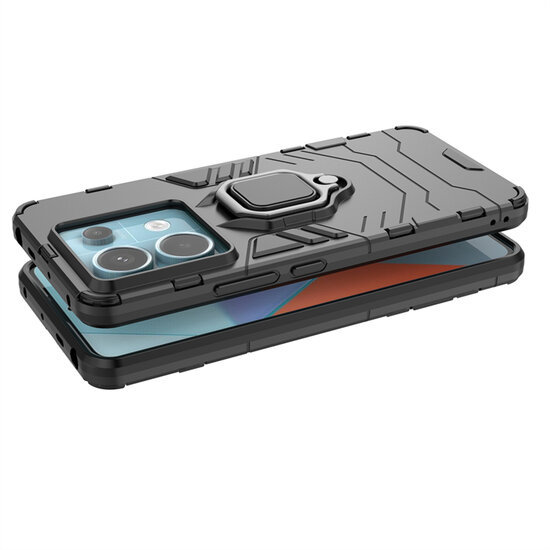 Xiaomi Redmi Note 13 Pro 5G Hoesje - MobyDefend Dubbelgelaagde Pantsercase Met Standaard - Rood
