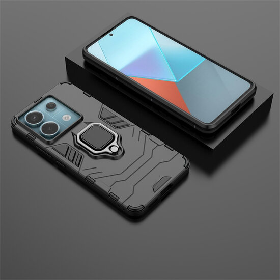 Xiaomi Redmi Note 13 Pro 5G Hoesje - MobyDefend Dubbelgelaagde Pantsercase Met Standaard - Rood