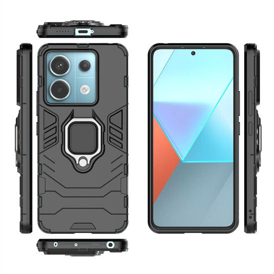Xiaomi Redmi Note 13 Pro 5G Hoesje - MobyDefend Dubbelgelaagde Pantsercase Met Standaard - Rood