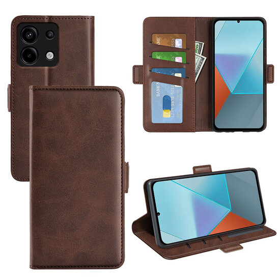 Xiaomi Redmi Note 13 Pro 5G Hoesje - MobyDefend Luxe Wallet Book Case (Sluiting Zijkant) - Bruin