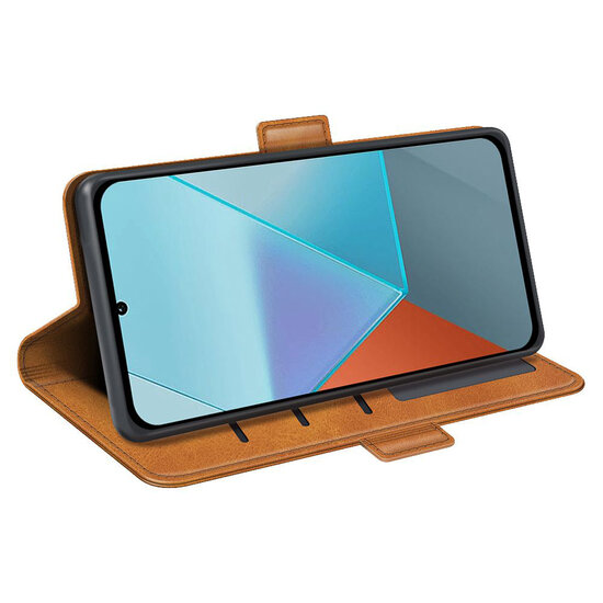 Xiaomi Redmi Note 13 Pro 5G Hoesje - MobyDefend Luxe Wallet Book Case (Sluiting Zijkant) - Lichtbruin