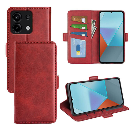 Xiaomi Redmi Note 13 Pro 5G Hoesje - MobyDefend Luxe Wallet Book Case (Sluiting Zijkant) - Rood