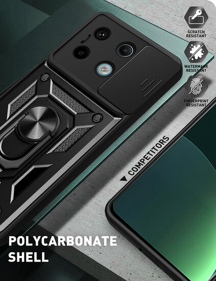 Xiaomi Redmi Note 13 Pro 5G Hoesje - MobyDefend Pantsercase Met Draaibare Ring - Rood