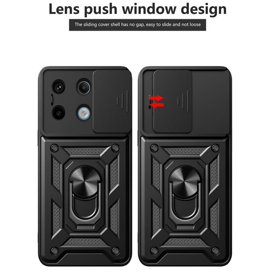 Xiaomi Redmi Note 13 Pro 5G Hoesje - MobyDefend Pantsercase Met Draaibare Ring - Ros&eacute;