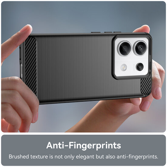 Xiaomi Redmi Note 13 Pro 5G Hoesje - MobyDefend TPU Backcover - Geborstelde Metaal &amp; Carbon-Look - Blauw