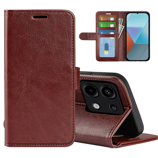 Xiaomi Redmi Note 13 Pro 5G Hoesje - MobyDefend Wallet Book Case (Sluiting Achterkant) - Bruin