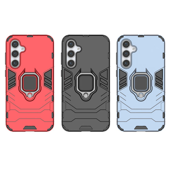 Samsung Galaxy S23 FE Hoesje - MobyDefend Dubbelgelaagde Pantsercase Met Standaard - Zwart