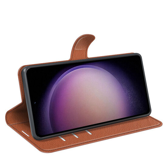 Samsung Galaxy S23 FE Hoesje - MobyDefend Kunstleren Wallet Book Case (Sluiting Voorkant) - Bruin
