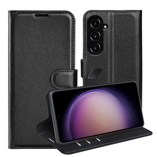 Samsung Galaxy S23 FE Hoesje - MobyDefend Kunstleren Wallet Book Case (Sluiting Voorkant) - Zwart