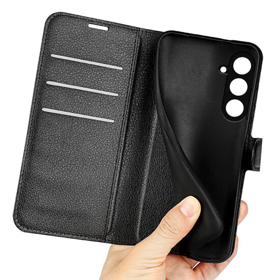 Samsung Galaxy S23 FE Hoesje - MobyDefend Kunstleren Wallet Book Case (Sluiting Voorkant) - Zwart