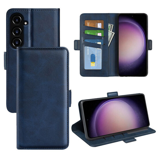 Samsung Galaxy S23 FE Hoesje - MobyDefend Luxe Wallet Book Case (Sluiting Zijkant) - Blauw