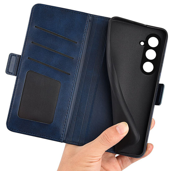 Samsung Galaxy S23 FE Hoesje - MobyDefend Luxe Wallet Book Case (Sluiting Zijkant) - Blauw
