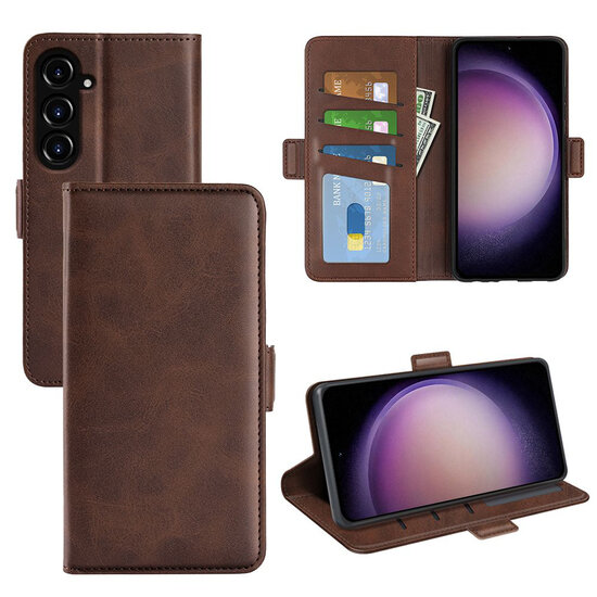 Samsung Galaxy S23 FE Hoesje - MobyDefend Luxe Wallet Book Case (Sluiting Zijkant) - Bruin