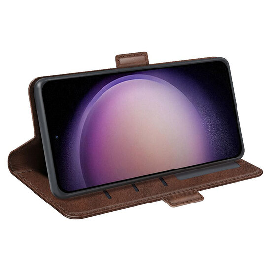 Samsung Galaxy S23 FE Hoesje - MobyDefend Luxe Wallet Book Case (Sluiting Zijkant) - Bruin