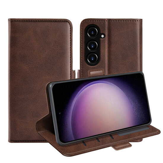 Samsung Galaxy S23 FE Hoesje - MobyDefend Luxe Wallet Book Case (Sluiting Zijkant) - Bruin