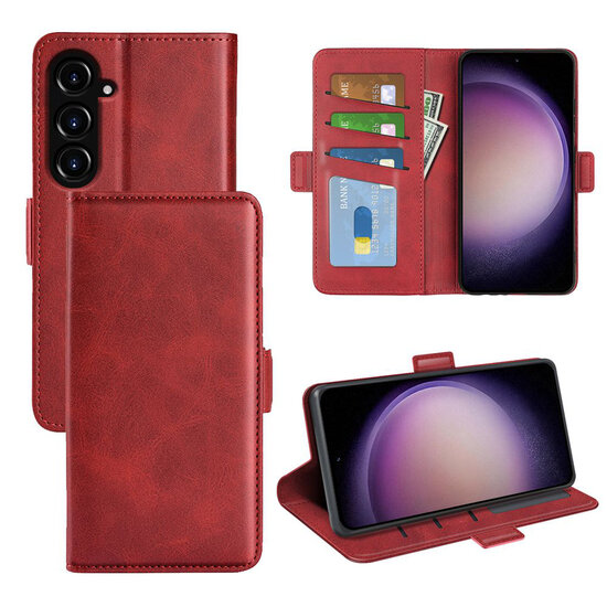 Samsung Galaxy S23 FE Hoesje - MobyDefend Luxe Wallet Book Case (Sluiting Zijkant) - Rood