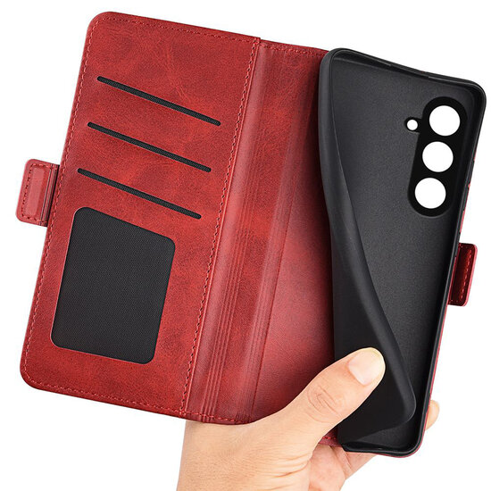 Samsung Galaxy S23 FE Hoesje - MobyDefend Luxe Wallet Book Case (Sluiting Zijkant) - Rood