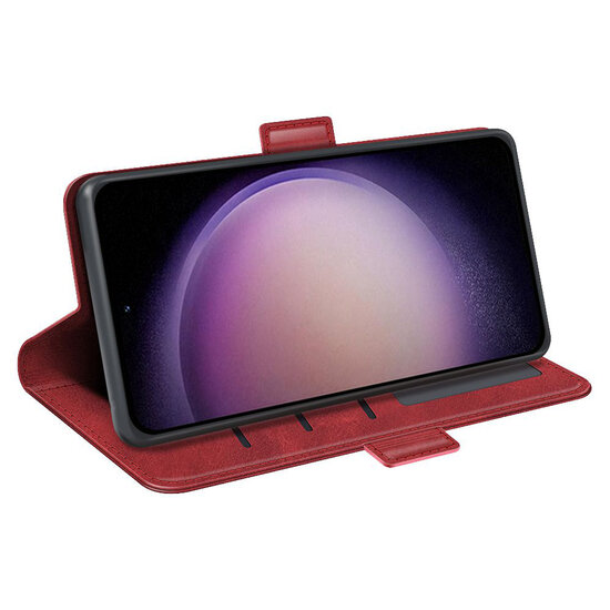 Samsung Galaxy S23 FE Hoesje - MobyDefend Luxe Wallet Book Case (Sluiting Zijkant) - Rood